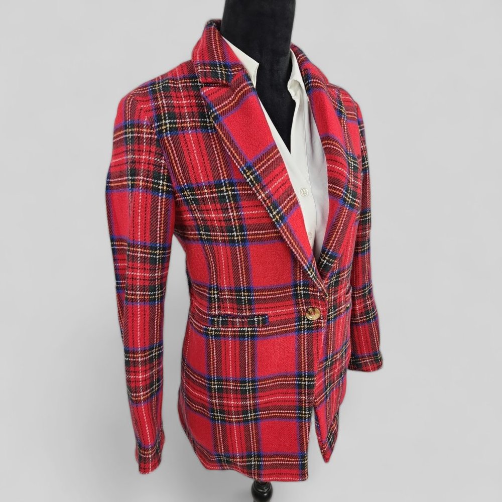 Something Navy Plaid Blazer Sz XS